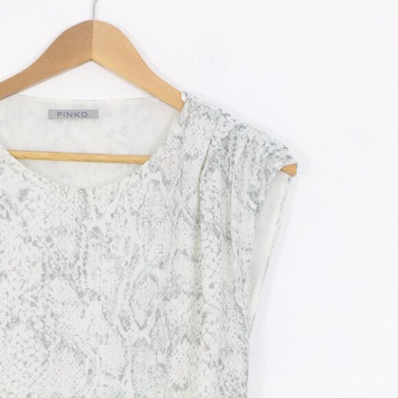 *Pinko White Snake Skin Ruffle Mermaid Hem Mini Dress - Picture 4 of 6